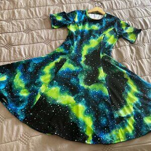 BLACKMILK GALAXY WATERCOLOUR LONGLINE EVIL TEE DRESS - S